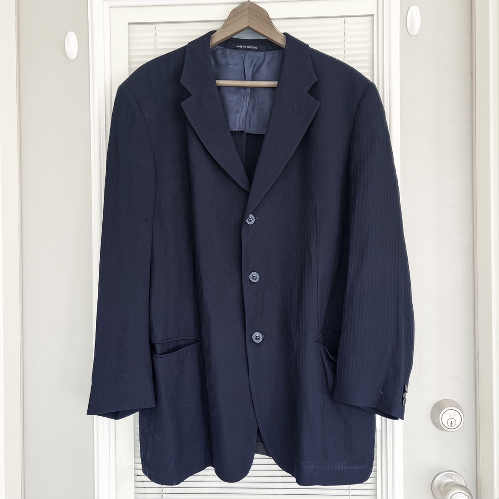 Vintage Armani Blazer - 42R - Navy Pinstripe - Men’s Vintage Armani Collezioni